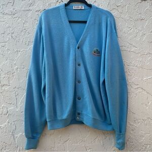 VINTAGE IZOD Sweater Cardigan Mens Size Medium Pebble Beach Golf Summer